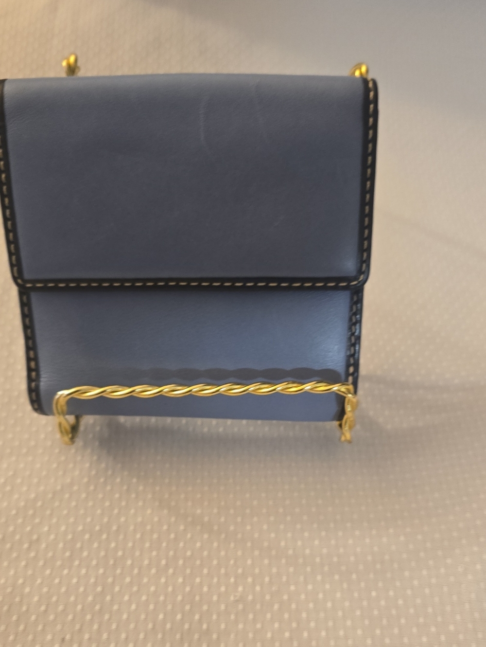 Coach Womens Leather Wallet in Blue with Gold Chain - Unbranded